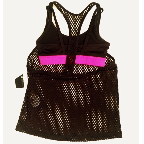 NWT Black Net Workout Tank w/ Built-In Sports Bra - Picture 8 of 8